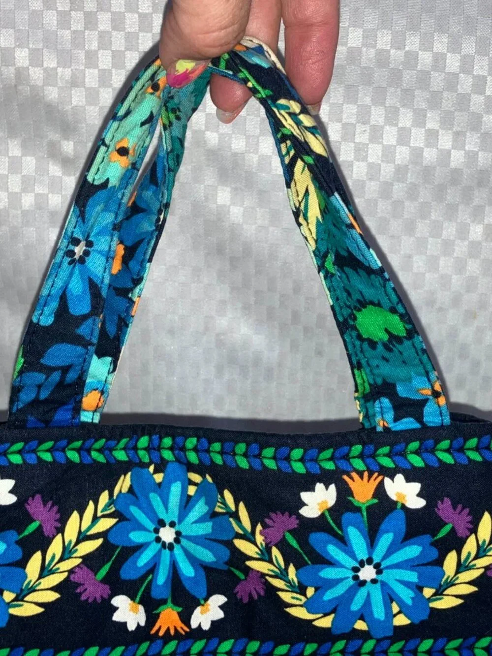 Vera Bradley Convertible Crossbody Midnight Tote Bag Women's Blue Quilted